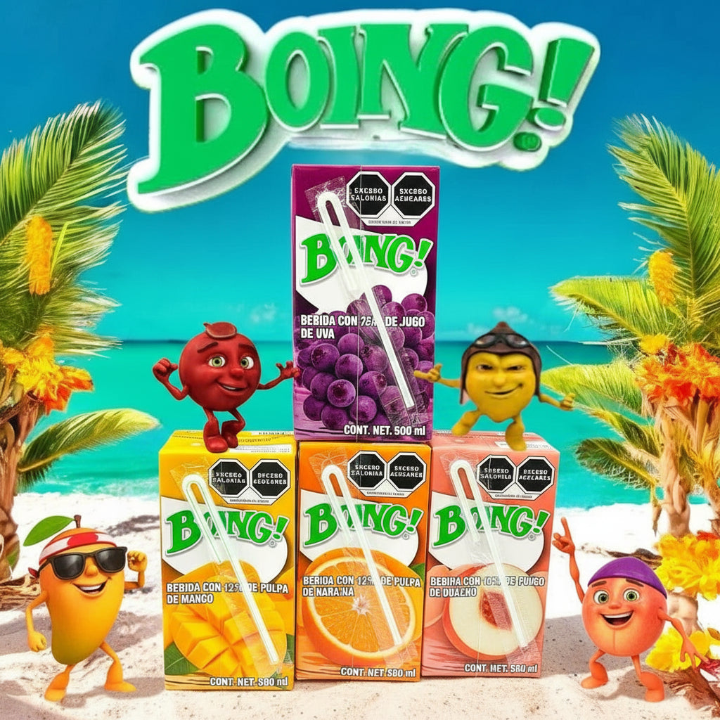 Mitoteland — Boing — sweet Mexican Mango, Grape, Orange or Peach juice. Fruity and classic refreshing.