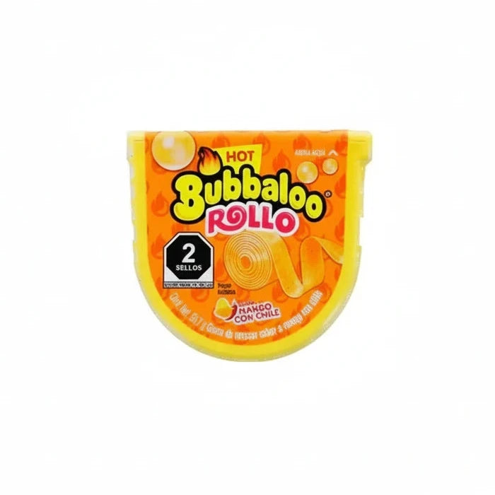 Mitoteland — Bubbaloo Rollo Chewing Gum Roll — juicy, Mexican bubblegum with a liquid center in strawberry, blueberry and spicy mango.