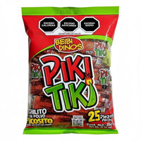 Mitoteland — Piki Tiki by Beibi Dinos — Sweet and sour chilito en polvo picosito in single 14g pieces or 25-pack bag (350g). A fun, tangy Mexican classic.