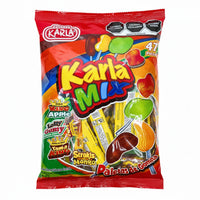 Mitoteland — Karla Mix Assorted Lollipops by Dulces Karla — A 47-pack of Mexican gummy lollipops with apple, tamarind, mango, and chili-coated flavours. Perfect for parties and spicy-sweet cravings.