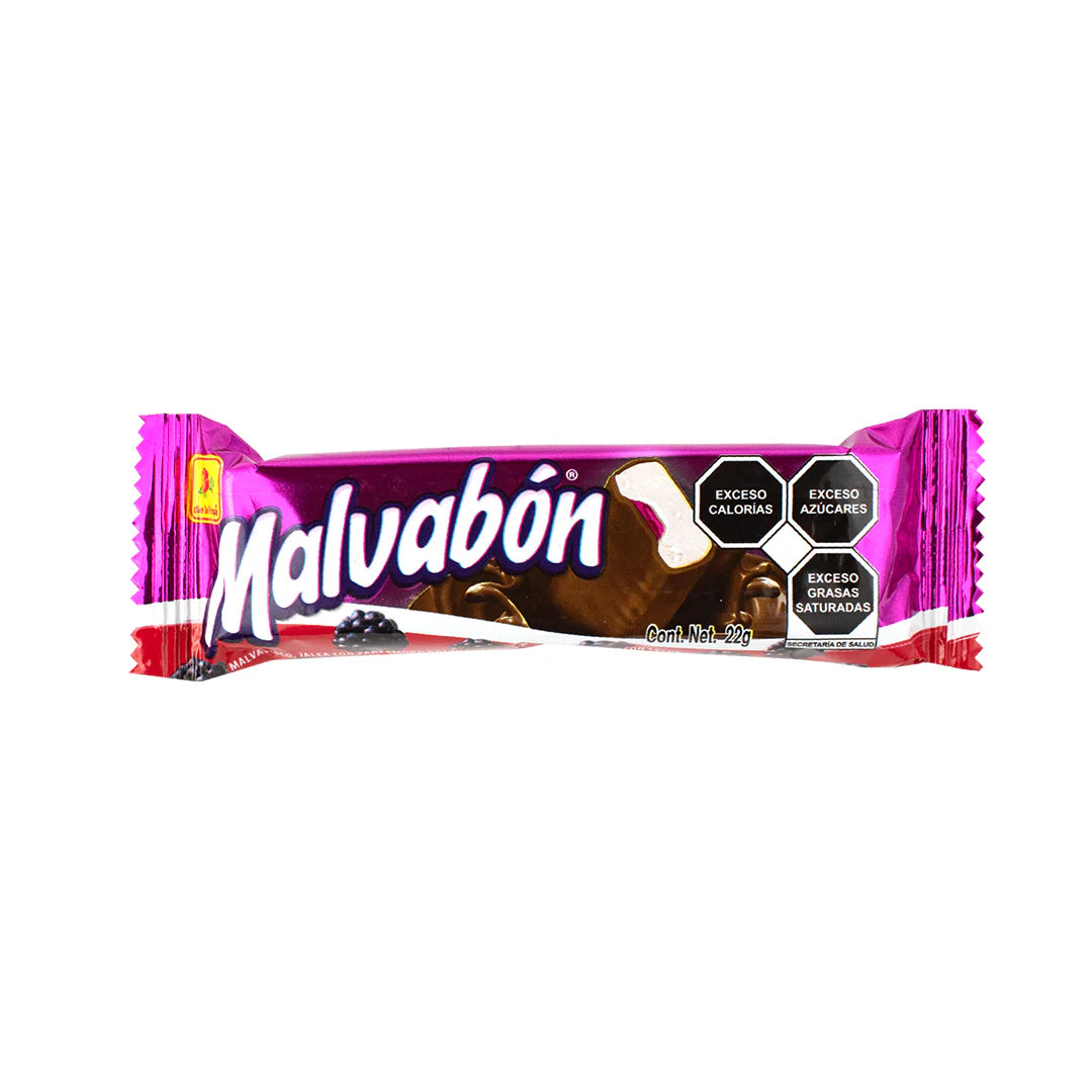 Mitoteland — De la Rosa Malvabon — Soft marshmallow, fruity jelly, and chocolate coating in one classic Mexican treat. Available in Strawberry, Blackberry, and Pineapple flavours.