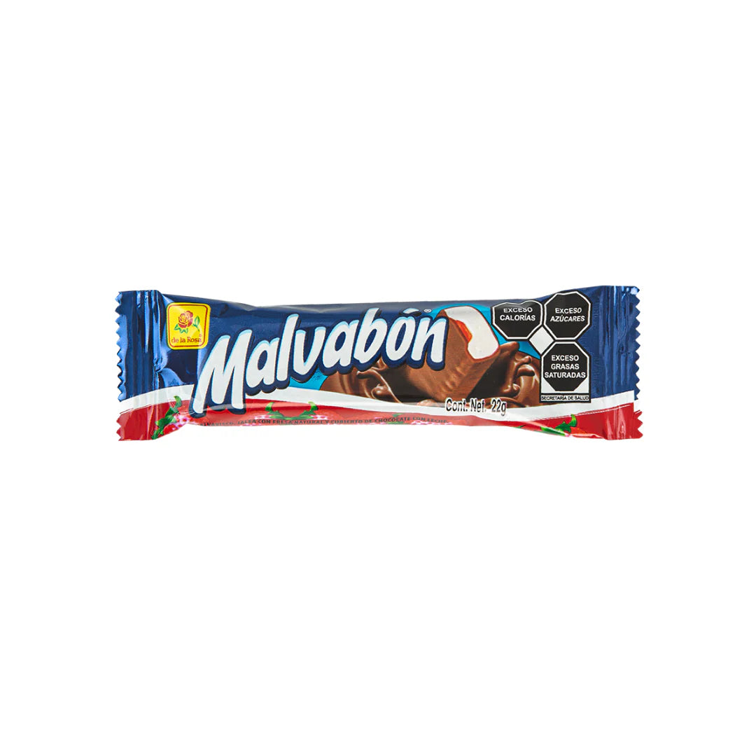 Mitoteland — De la Rosa Malvabon — Soft marshmallow, fruity jelly, and chocolate coating in one classic Mexican treat. Available in Strawberry, Blackberry, and Pineapple flavours.