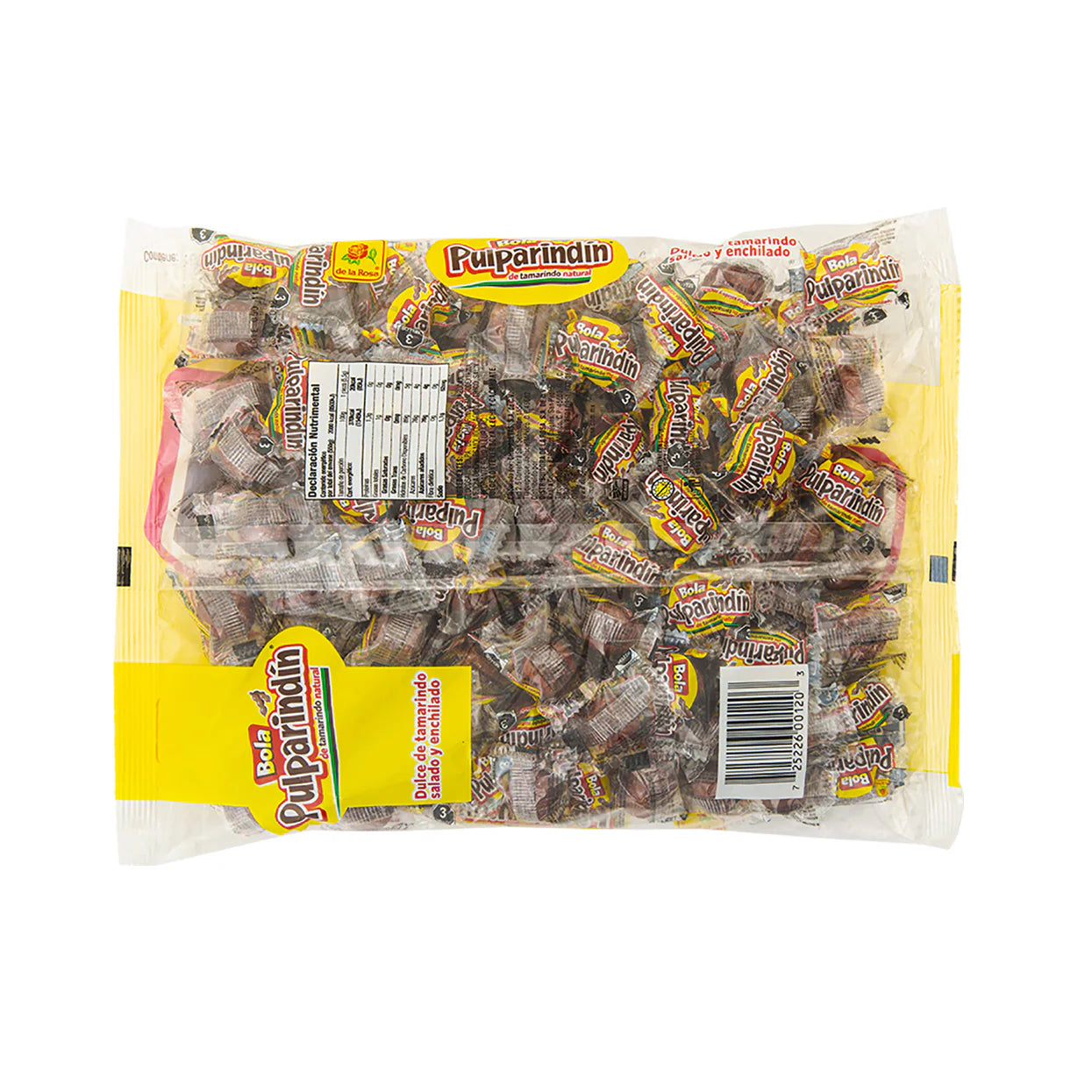Mitoteland — Pulparindín Bola by De la Rosa — Spicy sweet-sour tamarind candy balls. 100-pack bag (550g) filled with classic Mexican flavour.