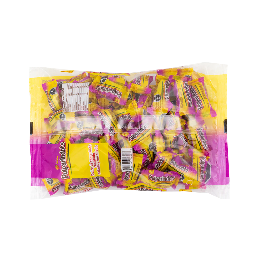 Mitoteland — Pulparindots by De la Rosa — Spicy tamarind candies in Tamarindo and Chamoy flavours. 70-pack bag (420g) filled with sweet-sour-spicy Mex goodness.