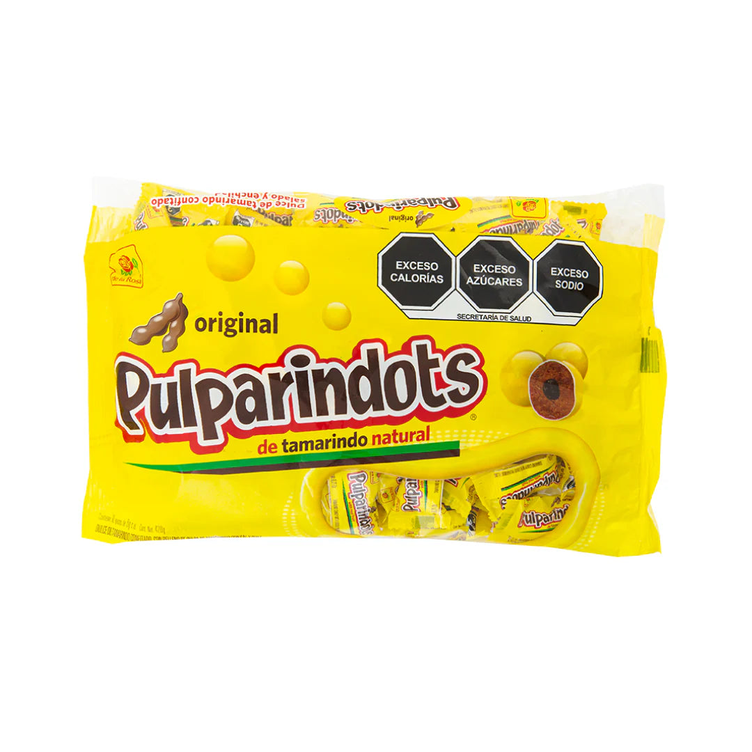 Mitoteland — Pulparindots by De la Rosa — Spicy tamarind candies in Tamarindo and Chamoy flavours. 70-pack bag (420g) filled with sweet-sour-spicy Mex goodness.