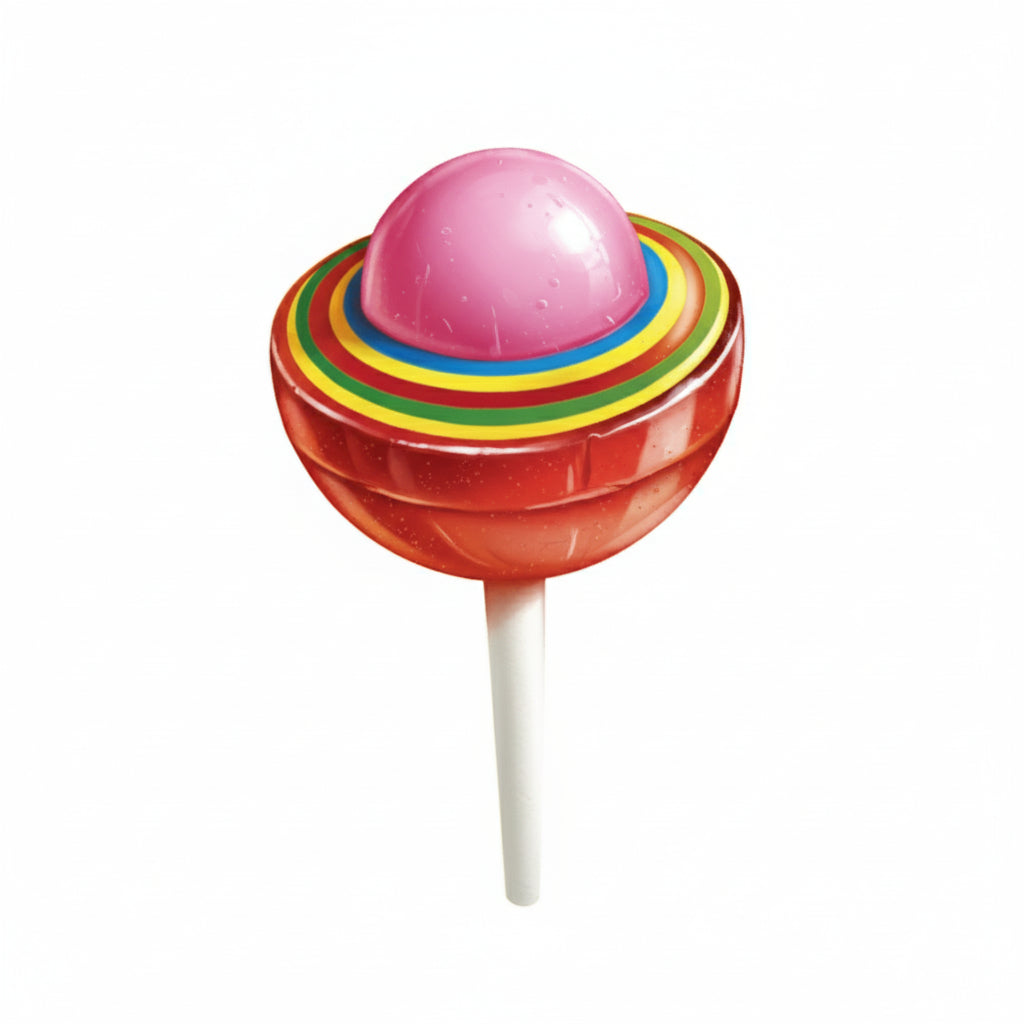 Mitoteland — Miguelín Lollipop by Dulces Miguelito — Spicy multi-flavour Mexican lollipop with chewy bubblegum center. Available as single 22g piece or 25-pack 550g bag.