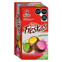 Mitoteland — Freskas 9-Pack Box by Nestlé — Crunchy, chocolatey Mexican candies available in Juégatela and Love editions. Sweet, colorful, and full of nostalgia.