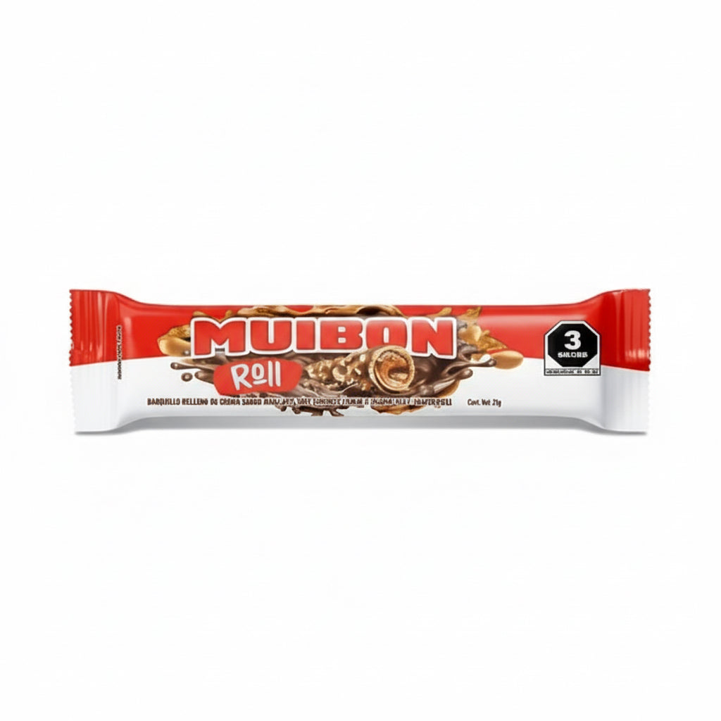 Mitoteland — Muibon Roll — A single roll of crispy wafer and smooth chocolate cream by Nutresa. Light, creamy, and perfectly snackable.