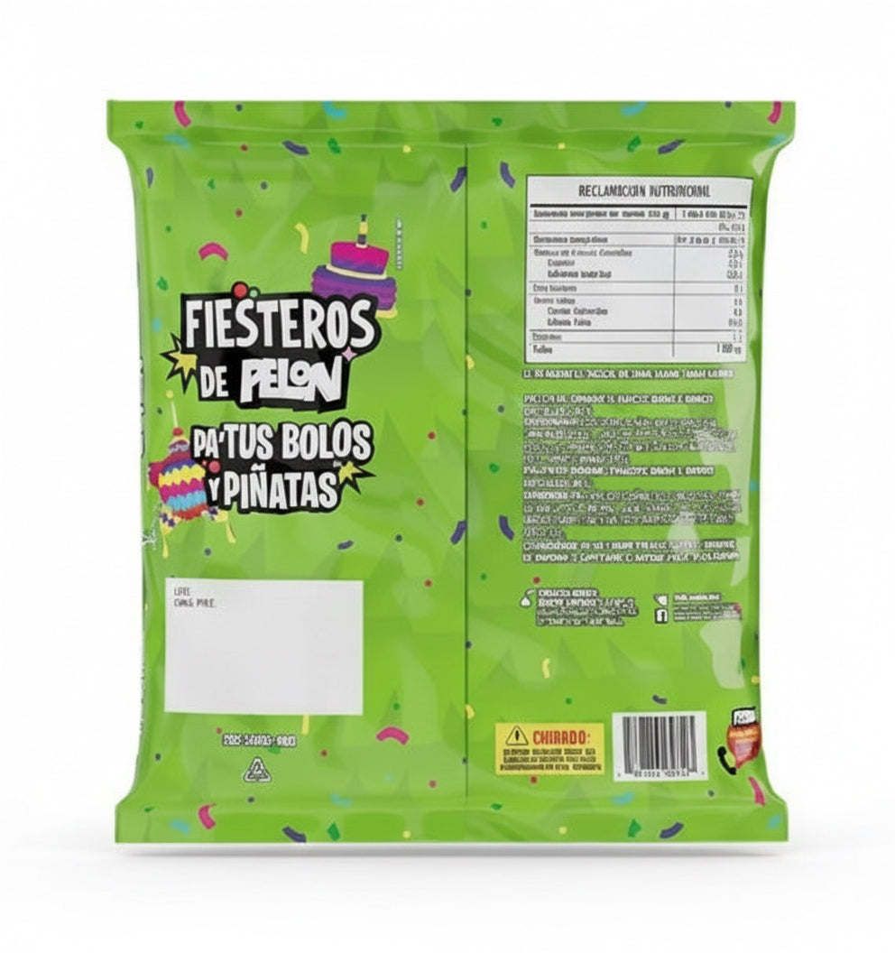 Mitoteland — Pelón Chupelón Fiesteros Bag — Mango enchilado and chamoy enchilado lollipops by Pelón. Sweet, tangy, and picosito fun in a 30-pack party bag.