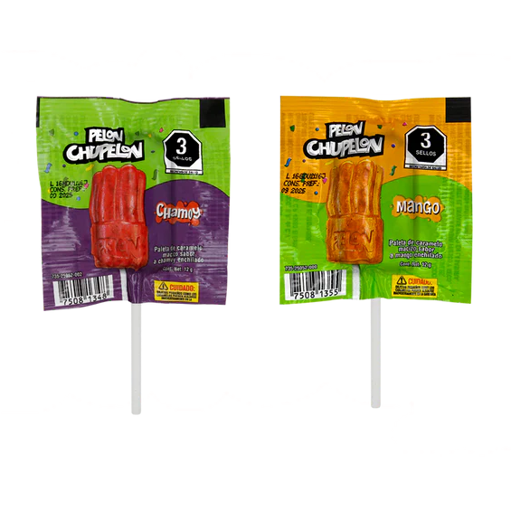 Mitoteland — Pelón Chupelón Fiesteros Bag — Mango enchilado and chamoy enchilado lollipops by Pelón. Sweet, tangy, and picosito fun in a 30-pack party bag.