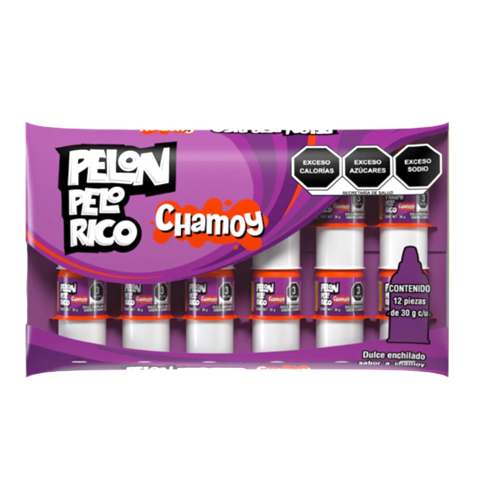 Mitoteland — Pelón Pelo Rico Chamoy candy — Sweet, sour, and mildly spicy tamarind squeeze candy. Available as 12-pack 360g box.