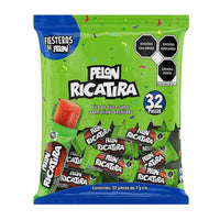 Mitoteland — Pelón Ricatira Fiesteros Bag — Tamarind enchilado candy strips by Pelón. Sweet, tangy, spicy fun in a 32-pack party bag.