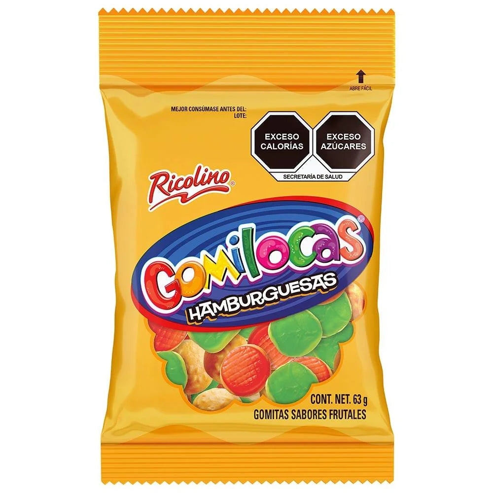 Mitoteland — Ricolino Gomilocas Hamburguesa — Mexican gummy candy shaped like burger with fruity flavour.