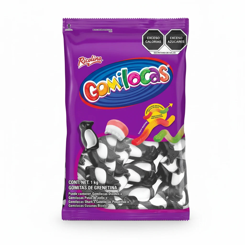 Mitoteland — Ricolino Gomilocas Pingüinos — Mexican gummy candy shaped like penguin with blueberry flavour.