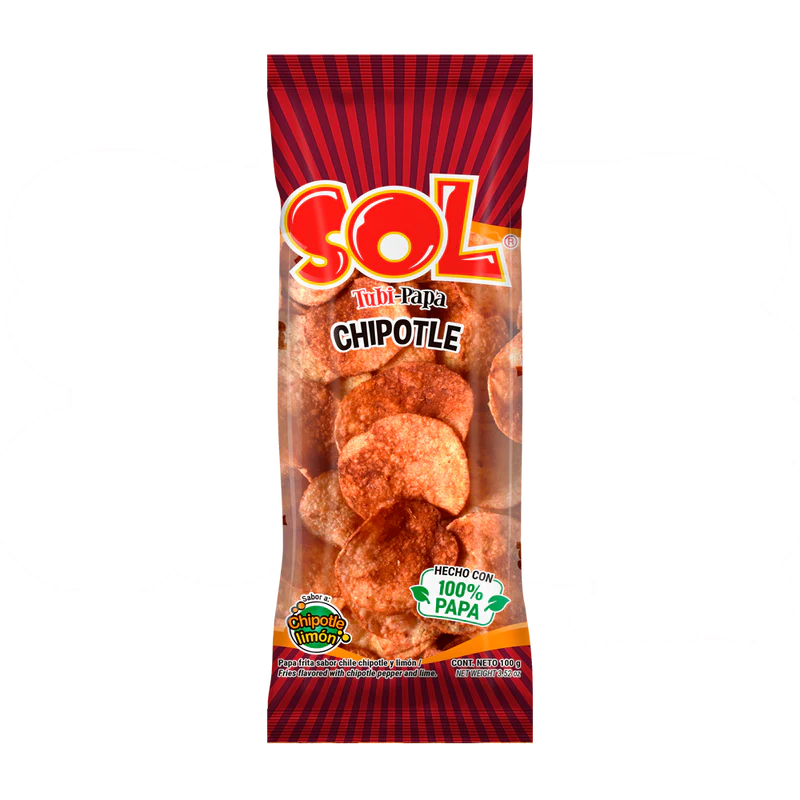 Mitoteland — Tubi-Papa Potato Chips by Botanas Sol —  Crunchy and bold, 100g bags packed with authentic Mexican flavour.