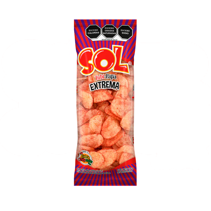 Mitoteland — Tubi-Papa Potato Chips by Botanas Sol —  Crunchy and bold, 100g bags packed with authentic Mexican flavour.