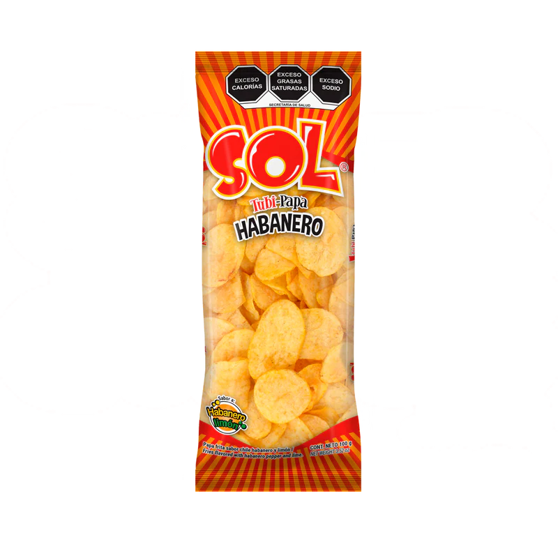 Mitoteland — Tubi-Papa Potato Chips by Botanas Sol —  Crunchy and bold, 100g bags packed with authentic Mexican flavour.