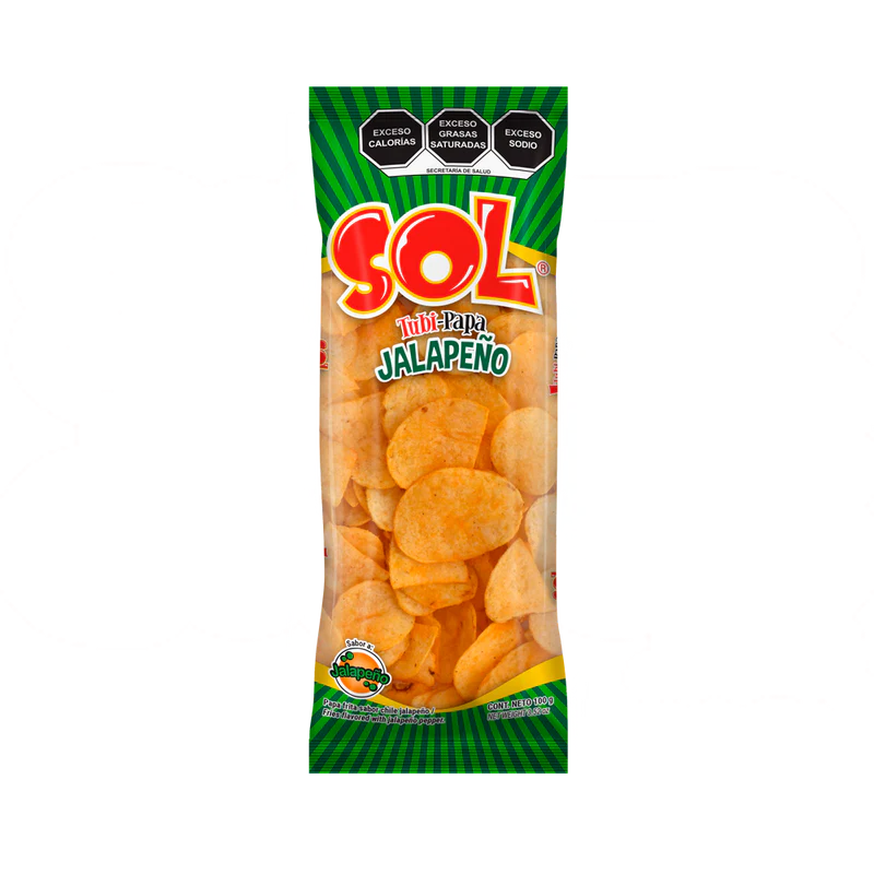 Mitoteland — Tubi-Papa Potato Chips by Botanas Sol —  Crunchy and bold, 100g bags packed with authentic Mexican flavour.