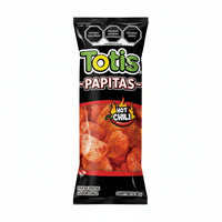 Mitoteland — Totis Papitas-Chips by Fritos Totis — Mexican crispy papas fritas available in Adobadas, Hot Chili, and Salsa Picante. Single 90g bags packed with flavour.
