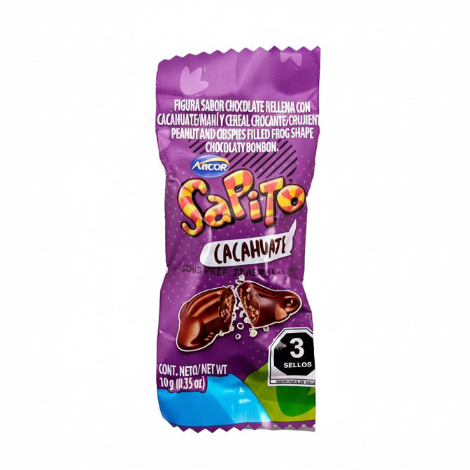 Mitoteland – Sapito Chocolate Cacahuate – Crunchy, Chocolatey, and mix of smooth milk chocolate and crunchy peanuts in a fun, bite-sized treat!